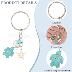 20 брелок с подвеской в виде черепахи с морской звездой из искусственной бирюзы&nbsp;KEYC-CP0001-47A