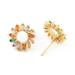Разноцветные серьги-гвоздики с кубическим цирконием&nbsp;EJEW-C035-08G