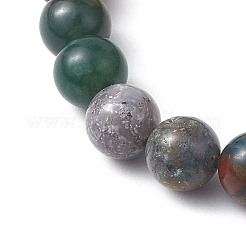 Женские эластичные браслеты из натурального индийского агата и плоского черного оникса диаметром 8 мм (окрашенные и нагретые) из бисера&nbsp;BJEW-JB10794