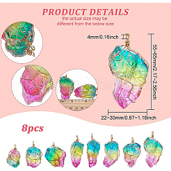 8 шт. необработанные грубые натуральные кварцевые кристаллы большие подвески&nbsp;G-BC0001-44