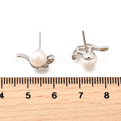 925 серьги-гвоздики в форме листа из стерлингового серебра с прозрачным кубическим цирконием&nbsp;EJEW-L300-08P