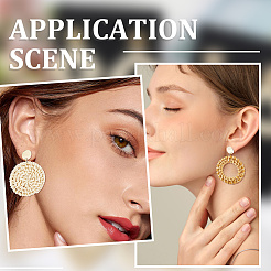 4 пара сережек-гвоздиков из ротанга в 4 стилях&nbsp;EJEW-SP0001-16D