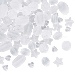 100шт 5 стиля прозрачные матовые акриловые бусины&nbsp;FACR-PJ0001-02