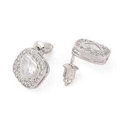 Серьги-гвоздики из латуни с микропаве из кубического циркония&nbsp;EJEW-I304-08P-06