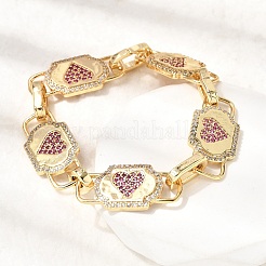 Латунные браслеты-цепочки с микропаве из кубического циркония для женщин&nbsp;BJEW-H639-14G