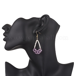 Серьги-подвески в форме арки с натуральным сердоликом&nbsp;EJEW-TA00742