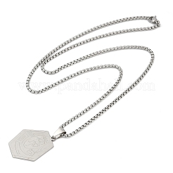 201 кулон из нержавеющей стали с шестигранной подвеской в стиле коренных американцев&nbsp;LS-NJEW-K283-02P