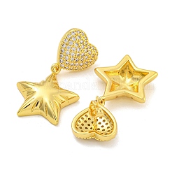 Серьги-гвоздики из латуни с микропаве из прозрачного кубического циркония&nbsp;EJEW-I313-15A-G