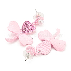 Серьги-гвоздики со стразами в виде клевера и цинкового сплава ко Дню святого Патрика&nbsp;LS-EJEW-Q784-03P-02