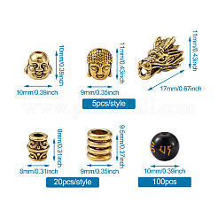 Бусины из сплава в тибетском стиле и буддийские стеклянные бусины&nbsp;TIBEB-TA0001-90AG-02