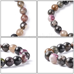 Разноцветные эластичные браслеты с турмалином&nbsp;BJEW-C259-8mm-3