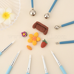 9шт. 2 стиля пластиковых двойных головок для лепки из глины набор инструментов&nbsp;TOOL-SP0001-09