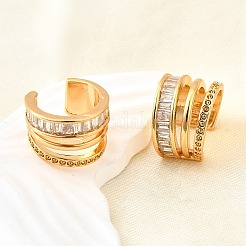 Латунные серьги-манжеты из прозрачного кубического циркония&nbsp;EJEW-F370-29G