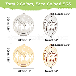 12 шт. подвески из нержавеющей стали 201 двух цветов&nbsp;STAS-DC0011-01