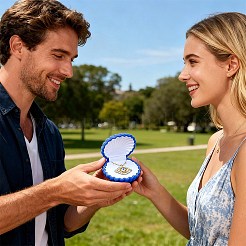 4 шт. бархатные шкатулки для хранения украшений в форме ракушки&nbsp;VBOX-DJ0001-02D