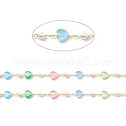 Разноцветная цепочка из бисера в форме кошачьего глаза и пластикового жемчуга&nbsp;CHC-G017-10G-1