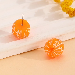 Серьги-гвоздики из оранжевой смолы&nbsp;LS-EJEW-B136-01