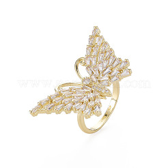 Кольцо-манжета в форме бабочки из прозрачного кубического циркония&nbsp;RJEW-N035-082-NF