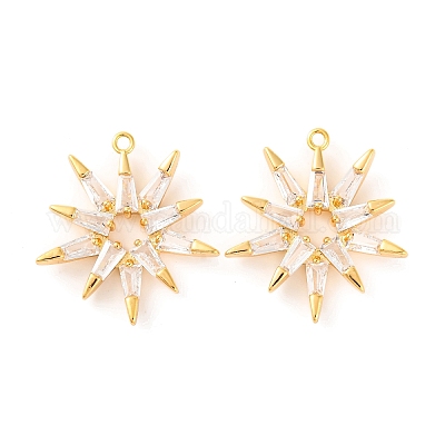 Латунные микропаве прозрачные подвески с фианитом KK-U017-10A-G-1