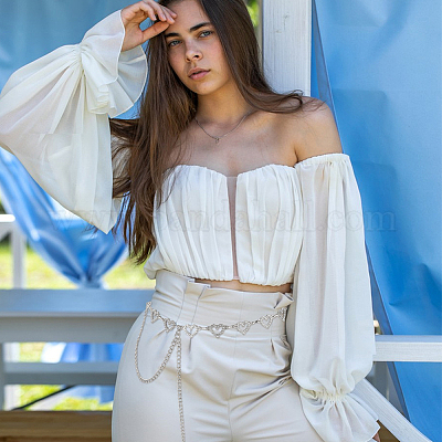 1 шт. сплав кристалл горный хрусталь сердце звено пояса цепи&nbsp;AJEW-UN0002-21P-1