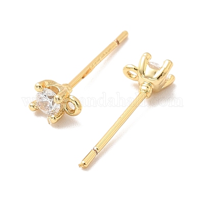 Латунные серьги-гвоздики из циркония KK-P215-01G-1