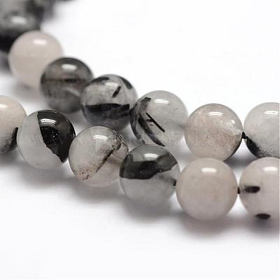 Натуральный черный шарик нити Rutilated кварц G-P217-32-8mm-1