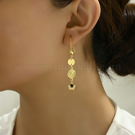 Элегантные латунные плоские круглые серьги-кольца с кисточками BR6200-1