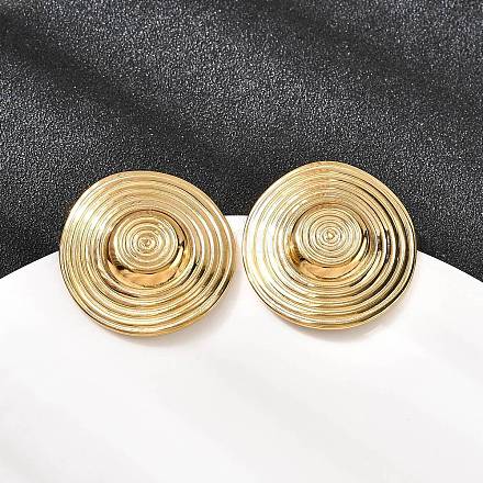 Плоские круглые серьги-гвоздики из нержавеющей стали 304 EJEW-K268-53B-G-1