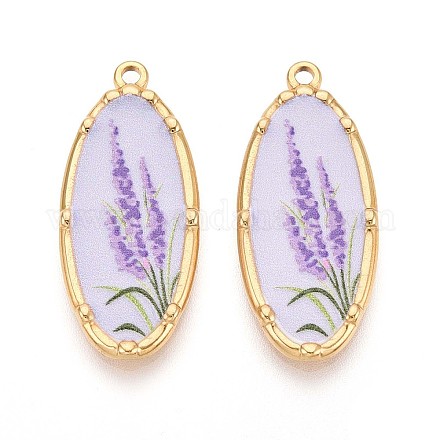 Подвески из нержавеющей стали 304 с цветочным узором и печатным рисунком STAS-T071-27E-G-1