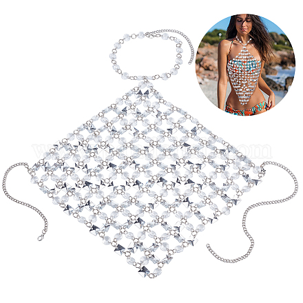 Железные и прозрачные акриловые цепи для груди бикини для сексуальных женщин&nbsp;AJEW-WH0348-730-1