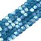 Transparent Glass Beads Strands, Faceted, Frosted, Half AB Color Plated, Rondelle, Steel Blue, 3.5~3.8x3mm, Hole: 0.4mm, about 105~110pcs/strand, 29~31cm