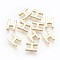 Brass Charms, Real 18K Gold Plated, Letter.H, 7~8.5x4~7.5x2mm, Hole: 1mm