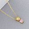 Brass Pave Heart Cubic Zirconia Boy Pendant Cable Chain Necklaces, Golden, Pearl Pink, 17.72 inch(45cm)