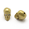 Brass Beads, Cadmium Free & Nickel Free & Lead Free, with Cubic Zirconia, Skull, Raw(Unplated), 11.5x8.5x11mm, Hole: 2mm