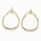 Brass  2-Loop Link Pendants, Nickel Free, teardrop, Raw(Unplated), 41.5x30.5x4mm, Hole: 1.8mm