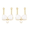 Brass Enamel Pendants, Bikini Charms, Long-Lasting, Rack Plating, Lead Free & Cadmium Free, Real 18K Gold Plated, White, 23x16x3mm, Hole: 1.2mm