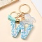Resin & Acrylic & Faux Suede Tassel Keychain,  with Alloy Clasp and Iron Rings, Letter W, 9.6cm
