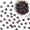 100Pcs Crackle Glass Beads, Round, Two Tone, Midnight Blue, 8~8.5mm, Hole: 1.2mm