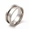 Non-Tarnish 201 Stainless Steel Grooved Finger Ring Settings, Ring Core Blank, for Inlay Ring Jewelry Making, Stainless Steel Color, Inner Diameter: 19mm, Groove: 3.8mm