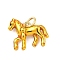 Brass Pendants, Horse Charms, with Enamel, Cadmium Free & Lead Free, Rack Plating, Long-Lasting Plated, with Jump Ring, Real 18K Gold Plated, Gold, 14x17x4.5mm, Hole: 3.3mm