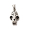304 Stainless Steel Pendants, Skull Charm, Antique Silver, 31.5x18x8.5mm, Hole: 8.5x5mm
