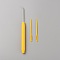 Plastic & Iron Bent Tip Crochet Needle, with Yarn Needle, Gold, 147x9x12mm & 69.5x4.5x2mm, 3pcs/set