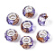 Transparent Resin Rondelle European Beads, with Gold Foill & Silver Tone Brass Double Cores, Large Hole Beads, Lavender, 13.5~14x8.5~9mm, Hole: 4.8~5mm