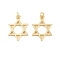 Brass Pendants, Star of David Charms, Long-Lasting Plated, Rack Plating, Lead Free & Cadmium Free, Real 18K Gold Plated, 23x17x2mm, Jump Ring: 5x1mm, Inner Diameter: 3mm