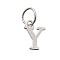 925 Sterling Silver Pendants, Letter, Letter Y, 10x7x1mm, Hole: 4mm