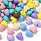 Spray Printed Opaque Acrylic Beads, Heart, Mixed Color, 17x19x12mm, Hole: 3mm