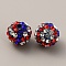 Independence Day Theme Polymer Clay Rhinestone Round Beads, for DIY Jewelry and Keychains, Red, 10mm, Hole: 1.6mm