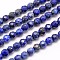 Natural Lapis Lazuli Beads Strands, Faceted, Round, Blue, 4mm, Hole: 0.7mm, about 90pcs/strand, 15.35 inch.