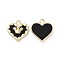 Alloy Micro Pave Cubic Zirconia Pendants, with Resin, Light Gold, Heart with Crown, Black, 19x18x4mm, Hole: 2.5x4mm