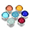 4-Hole Translucent Acrylic Sewing Buttons, with Brass Findings, Half Round, Mixed Color, 10x6mm, Hole: 1mm, about 300pcs/bag